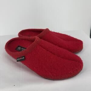 Haflinger clogs slippers womens 38 red wool slip on granola girl cottage prairie